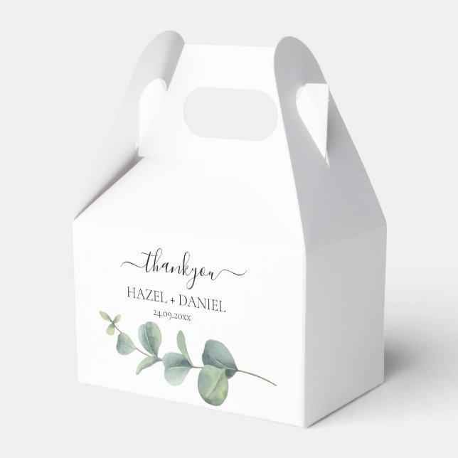 Eucalyptus Greenery Wedding Thank You Favour Box (Front Side)