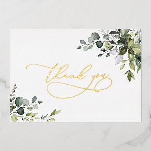 Eucalyptus Greenery Wedding Thank You Gold