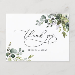Eucalyptus Greenery Wedding Thank You Postcard