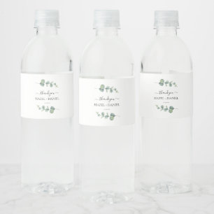 Eucalyptus Greenery Wedding Thank You Water Bottle Label