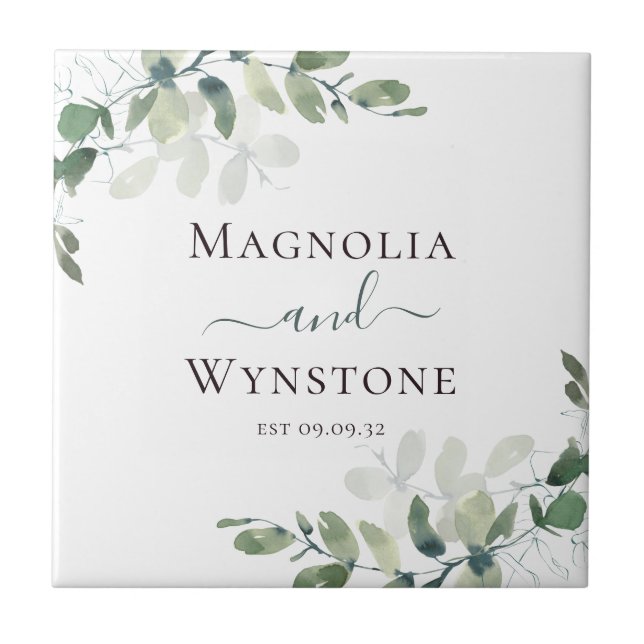 Eucalyptus Greenery Wedding  Tile (Front)