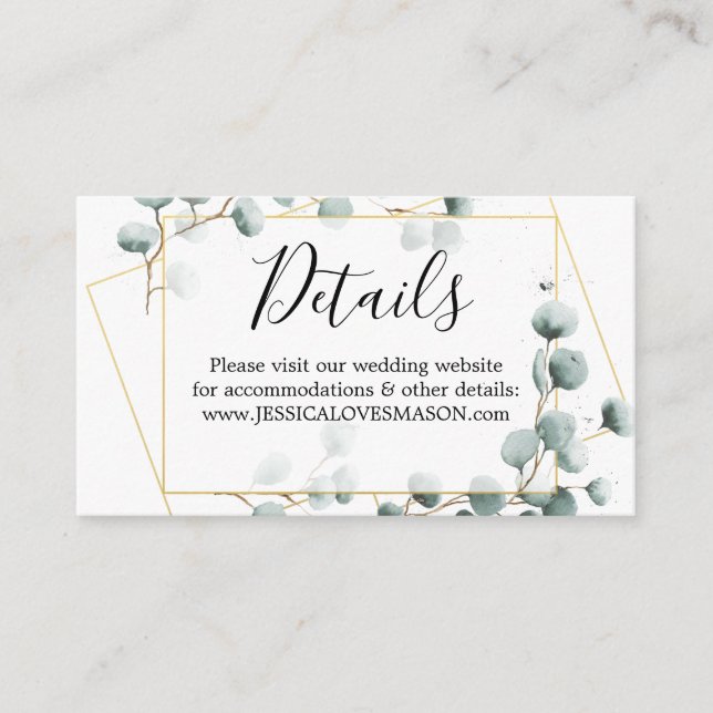 Eucalyptus Greenery Wedding Website Insert Card (Front)