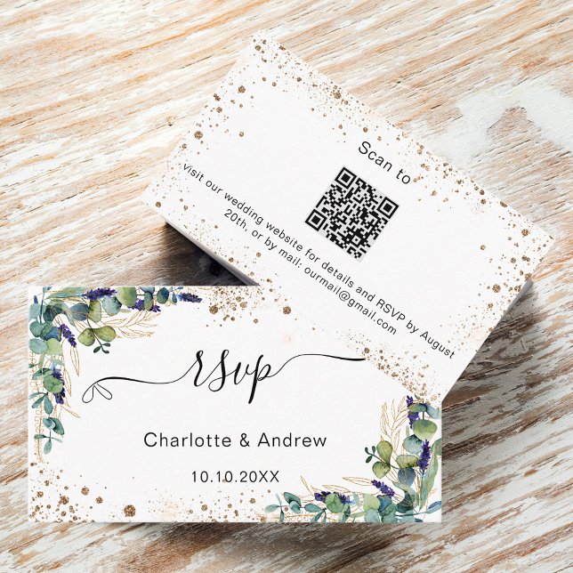 Eucalyptus greenery wedding website RSVP QR code Enclosure Card (Creator Uploaded)