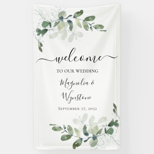 Eucalyptus Greenery Wedding Welcome  Banner (Vertical)