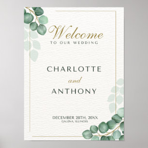 Eucalyptus greenery wedding welcome sign
