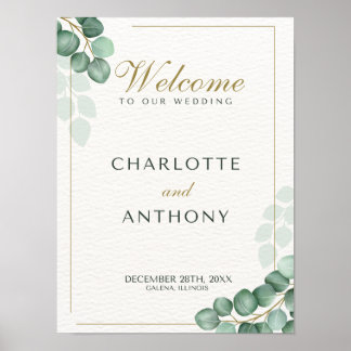 Eucalyptus greenery wedding welcome sign