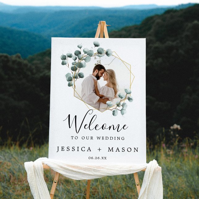 Eucalyptus Greenery Wedding Welcome Sign w/ Photo (Creator Uploaded)