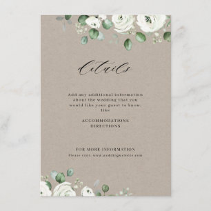 Eucalyptus greenery white floral rustic wedding enclosure card
