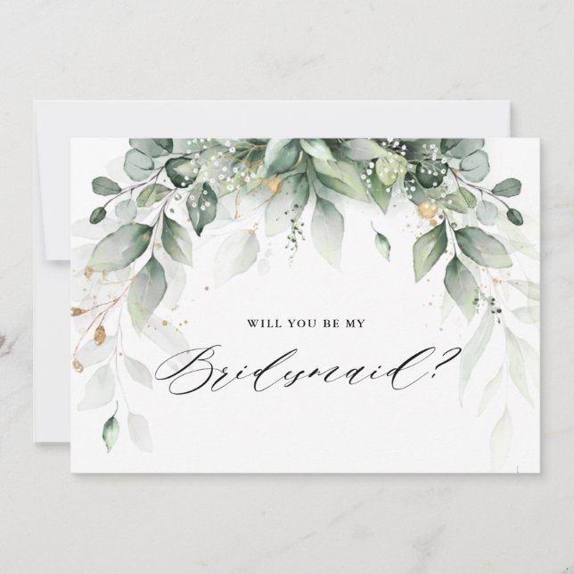 Eucalyptus Greenery Will you be my Bridesmaid Invitation (Front)