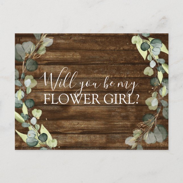 Eucalyptus Greenery Will you Be My Flower Girl Announcement Postcard (Front)