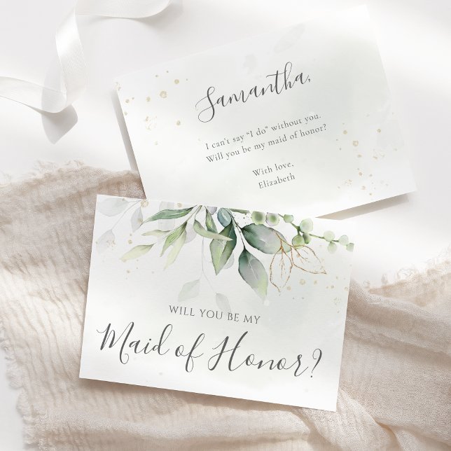 Eucalyptus Greenery Will You Be My Maid Of Honor Invitation (Creator Uploaded)