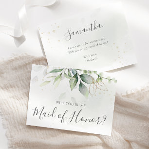 Eucalyptus Greenery Will You Be My Maid Of Honour Invitation