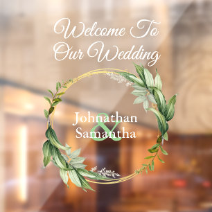 Eucalyptus greenery wreath bridal couple welcome