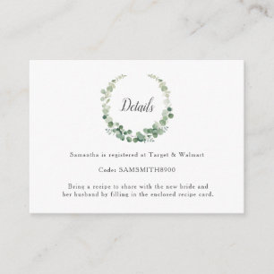 Eucalyptus Greenery Wreath Bridal Shower Details  Enclosure Card