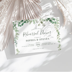 eucalyptus greenery wreath rehearsal dinner invitation