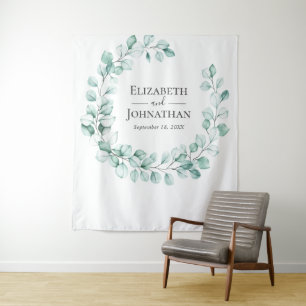 Eucalyptus Greenery Wreath Watercolor Tapestry