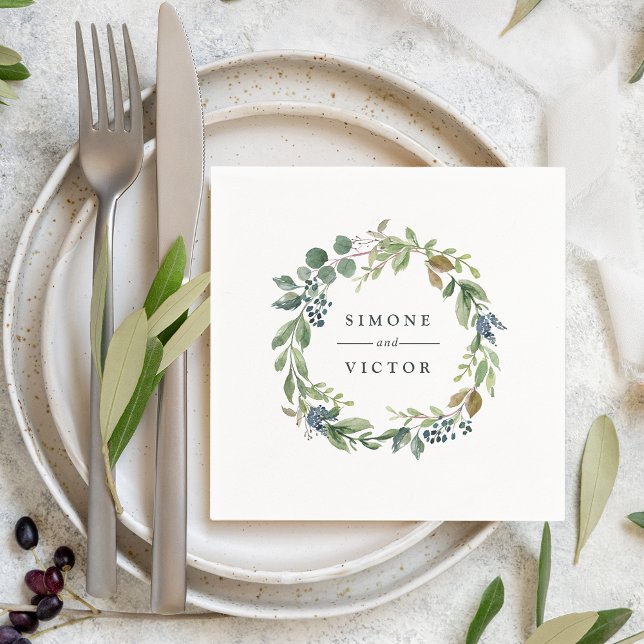 Eucalyptus Grove | Botanical Personalised Wedding Napkin (Creator Uploaded)
