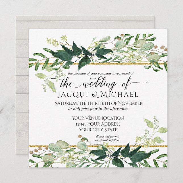 Eucalyptus Grove Greenery Rustic Winery Wedding Invitation (Front/Back)