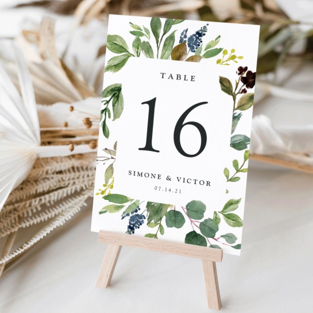 Eucalyptus Grove Personalised Table Number Card (Creator Uploaded)