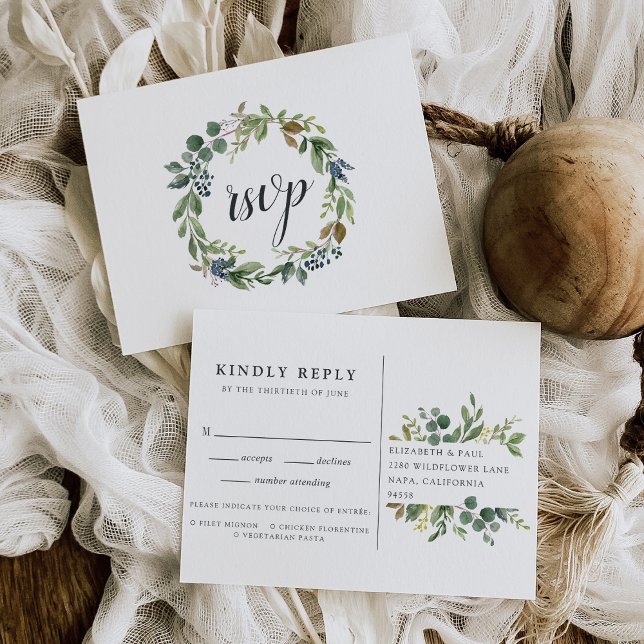 Eucalyptus Grove RSVP Postcard with Meal Choice (Creator Uploaded)