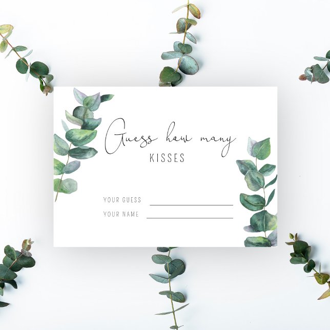 Eucalyptus - Guess how many kisses bridal game Enclosure Card (Creator Uploaded)