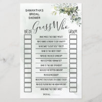 Eucalyptus Guess who bridal shower bilingual game