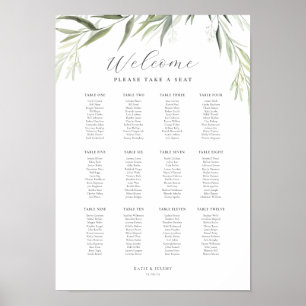 Eucalyptus Gum Leaves Greenery Seating Chart