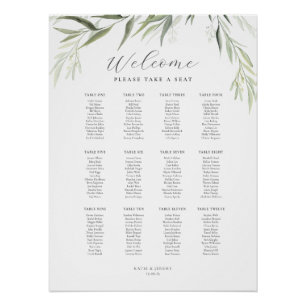 Eucalyptus Gum Leaves Greenery Seating Chart