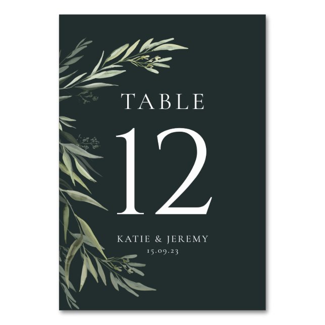 Eucalyptus Gum Leaves Greenery Table Number (Front)