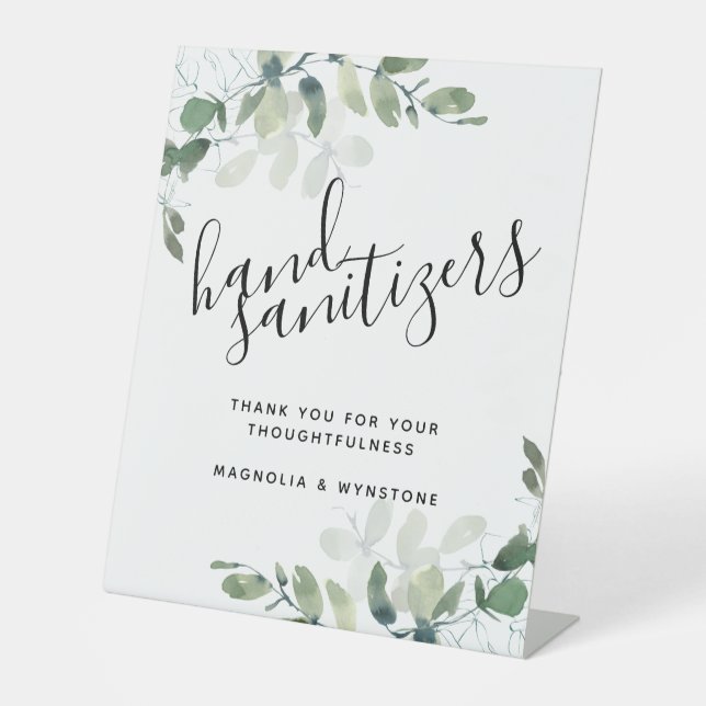 Eucalyptus Hand Sanitizers Wedding  Pedestal Sign (Front)