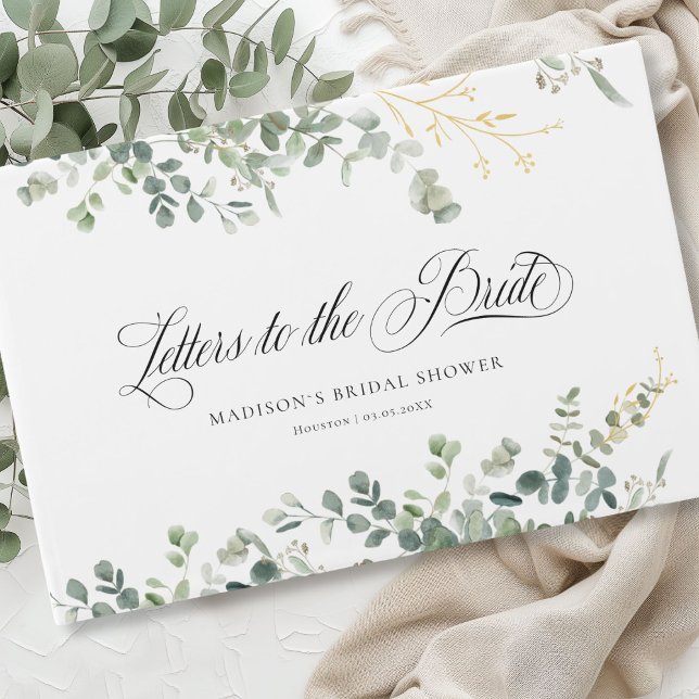 Eucalyptus  Handwriting Script Bridal Shower Guest Book (Personalized Eucalyptus Handwriting Script Bridal Shower Guest Book)