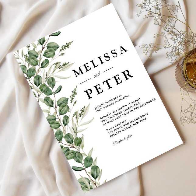 Eucalyptus Handwritten Wedding  Invitation (Creator Uploaded)