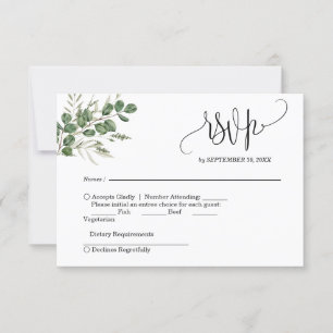 Eucalyptus Handwritten Wedding RSVP Card