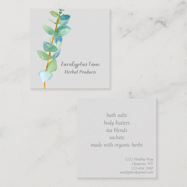 Eucalyptus Herb Business Natural Bath Products Square Business Card (Front/Back)