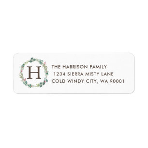Eucalyptus Holly Juniper Wreath Monogram Address