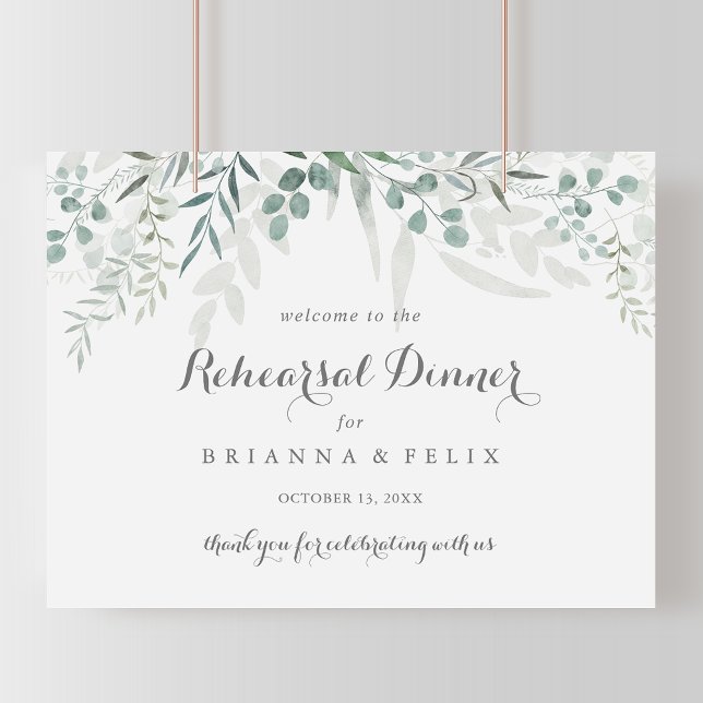 Eucalyptus Horizontal Rehearsal Dinner Welcome  Poster (Creator Uploaded)
