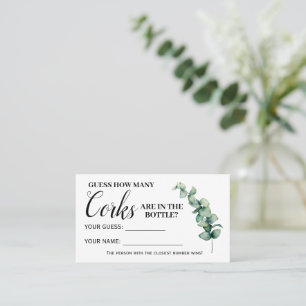 Eucalyptus How many Corks Bridal Shower Game card