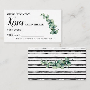 Eucalyptus How Many Kisses Bridal Shower Game card