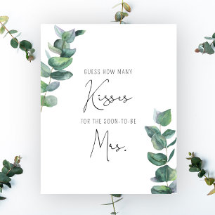 Eucalyptus - How many kisses bridal shower game Poster