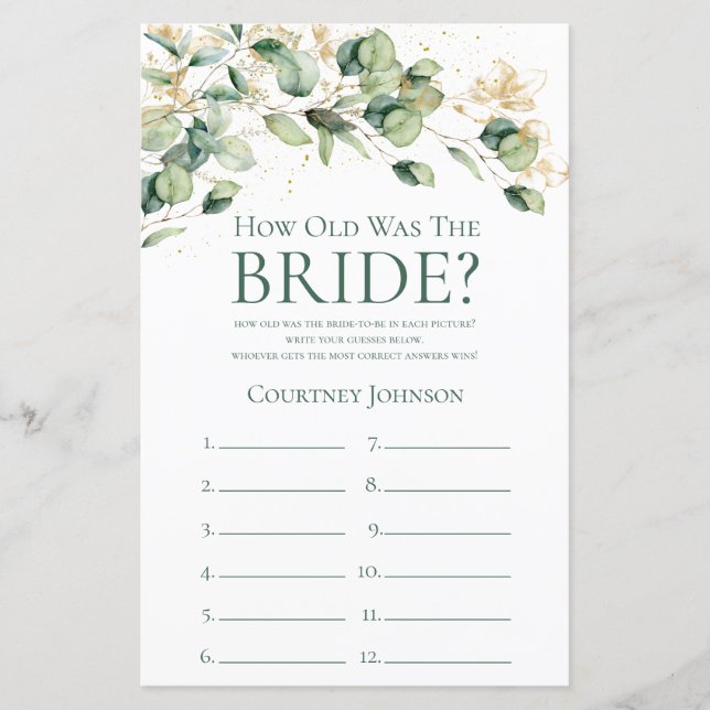 Eucalyptus How Old Was The Bride (Front)