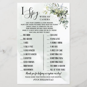 Eucalyptus I Spy wedding reception bilingual game