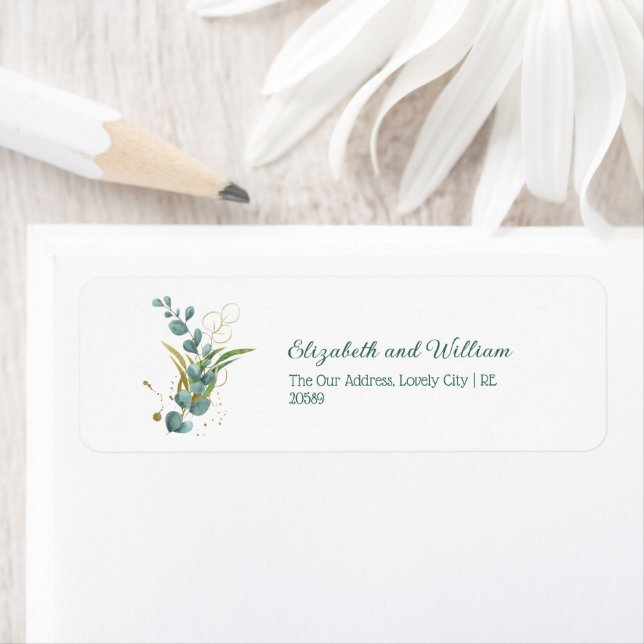 Eucalyptus Illustration Wedding Return Address (Insitu)