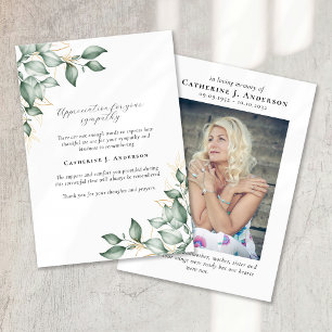 Eucalyptus In Loving Memory Photo Funeral Thank You Card