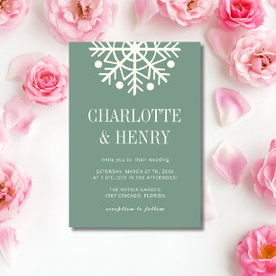 Eucalyptus & Ivory Minimalist Snowflake Wedding Invitation