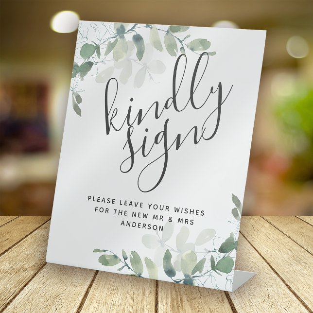 Eucalyptus Kindly Sign Wedding Guest Book Sign (Creator Uploaded)
