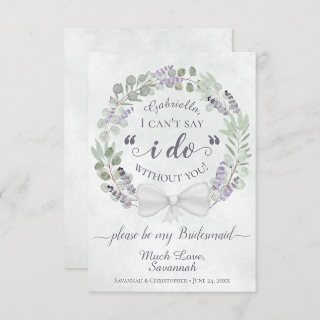 Eucalyptus & Lavender Be My Bridesmaid Card (Front/Back)
