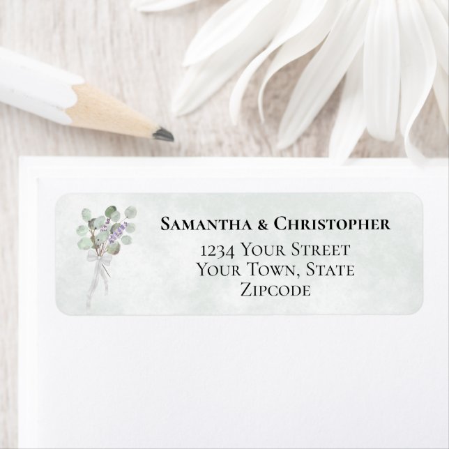 Eucalyptus & Lavender Boho Wedding Return Address (Insitu)