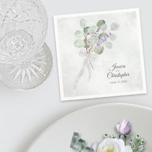 Eucalyptus & Lavender Bouquet Elegant Wedding Napkin