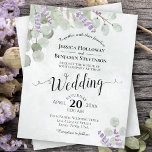 Eucalyptus & Lavender BUDGET Wedding Invitation<br><div class="desc">These budget wedding invitations feature a rustic boho chic design with hand painted watercolor eucalyptus leaves and sprigs of lavender & garden greenery on a marbled pale teal background, at a price that won't break the bank. The lettering is done in lacy script calligraphy. The back features a bouquet of...</div>