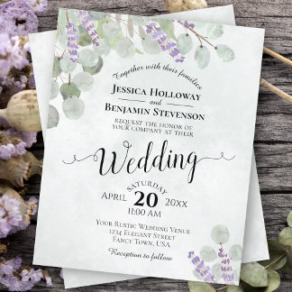 Eucalyptus & Lavender BUDGET Wedding Invitation